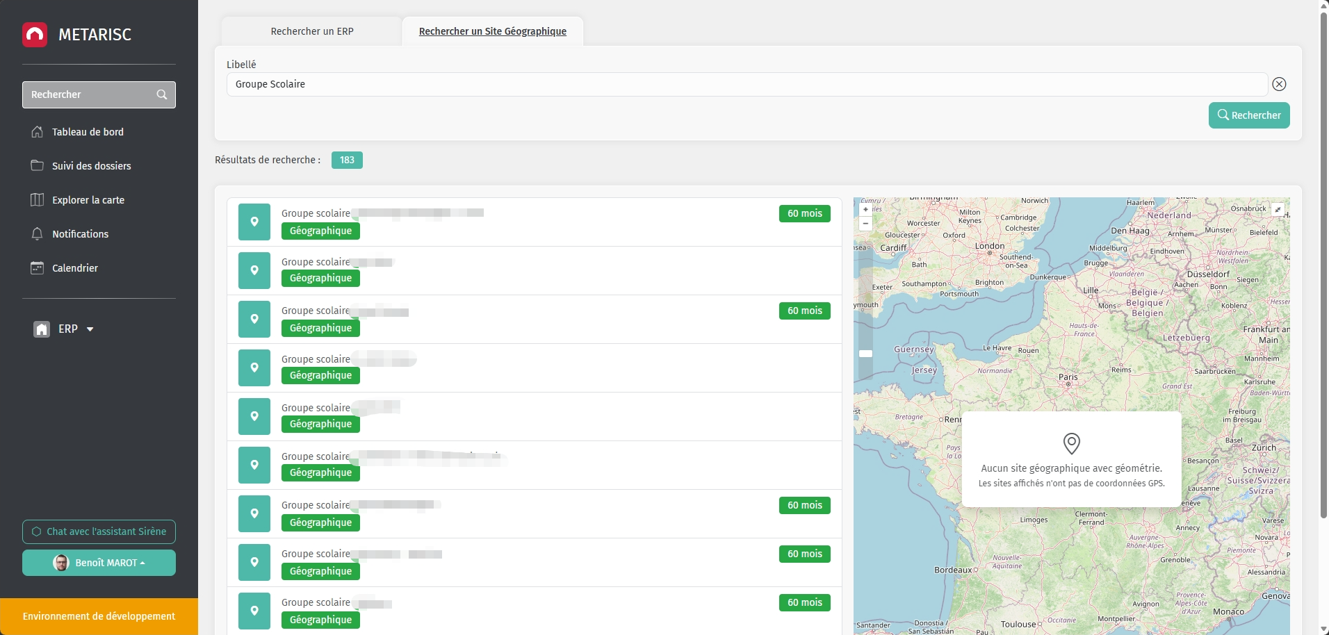 Rechercher un Site Géographique